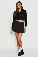 Womens Zip Front Cropped Hoodie
