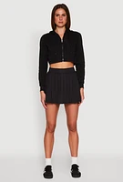 Womens Zip Front Cropped Hoodie