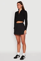 Womens Zip Front Cropped Hoodie