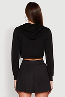 Womens Zip Front Cropped Hoodie