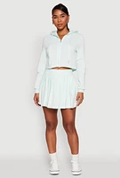 Womens Zip Front Cropped Hoodie, Green,