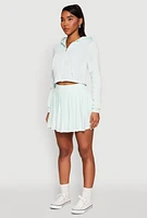Womens Zip Front Cropped Hoodie, Green,