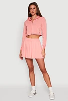 Womens Zip Front Cropped Hoodie, Pink,