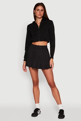 Womens Solid High Waisted Pleated Skort,