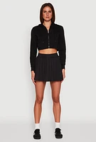 Womens Solid High Waisted Pleated Skort,