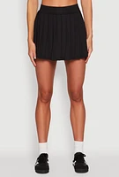 Womens Solid High Waisted Pleated Skort,