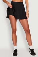 Womens Solid High Waisted Pleated Skort,