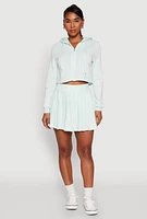 Womens Solid High Waisted Pleated Skort, Green, Size S