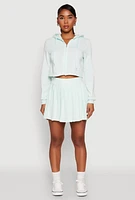 Womens Solid High Waisted Pleated Skort, M