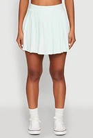 Womens Solid High Waisted Pleated Skort, Green, Size S