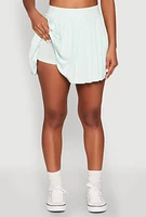 Womens Solid High Waisted Pleated Skort, Green, Size S