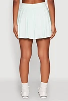 Womens Solid High Waisted Pleated Skort, Green, Size S