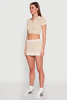 Womens Varsity Stripe Detail Cropped Polo Shirt,