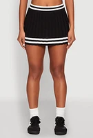 Womens Varsity Stripe Detail Mini Pleated Skirt,