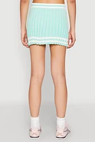 Womens Varsity Stripe Detail Mini Pleated Skirt, Green, Size L