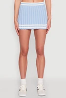 Womens Varsity Stripe Detail Mini Pleated Skirt,