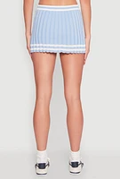 Womens Varsity Stripe Detail Mini Pleated Skirt,