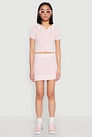 Womens Varsity Stripe Detail Mini Pleated Skirt, Pink, Size XL