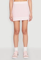 Womens Varsity Stripe Detail Mini Pleated Skirt, Pink, Size XL