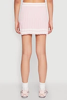 Womens Varsity Stripe Detail Mini Pleated Skirt, Pink, Size XL