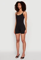 Womens Thin Strap Scoop Neck Romper, Black, Size XL