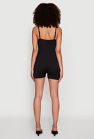 Womens Thin Strap Scoop Neck Romper, Black, Size S