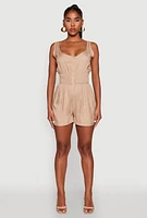 Womens Smocked Waist Tank Romper, M