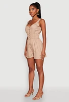 Womens Smocked Waist Tank Romper, M