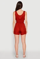 Womens Smocked Waist Tank Romper, Burgundy, Size XL