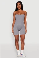 Womens Strapless Biker Romper, Grey, Size L-XL