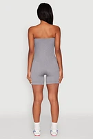 Womens Strapless Biker Romper, Grey, Size L-XL