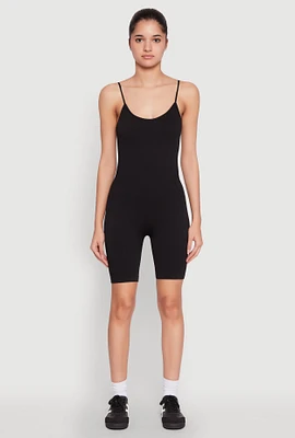 Womens Rib Knit Scoop Neck Cami Romper, L-XL