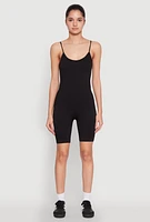Womens Rib Knit Scoop Neck Cami Romper, L-XL