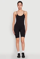 Womens Rib Knit Scoop Neck Cami Romper, L-XL