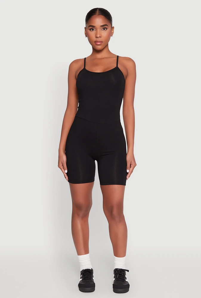 Womens Cami Biker Romper, S