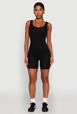 Womens Scoop Neck Tank Biker Romper,