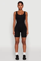 Womens Scoop Neck Tank Biker Romper,