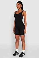 Womens Scoop Neck Tank Biker Romper,