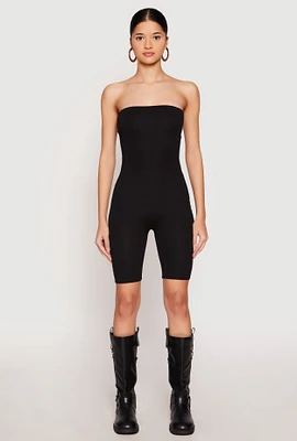 Womens Spandex Strapless Biker Romper,