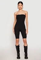 Womens Spandex Strapless Biker Romper,