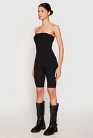 Womens Spandex Strapless Biker Romper,