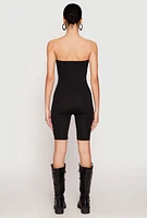 Womens Spandex Strapless Biker Romper,