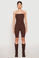 Womens Spandex Strapless Biker Romper,