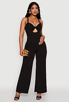 Womens Crepe Knit Twist Front Jumpsuit,