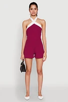 Womens Contrast Trim Halter Neck Romper, S