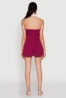 Womens Contrast Trim Halter Neck Romper, S