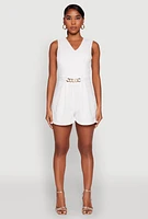 Womens Chain Link Detail Romper, White,