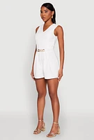 Womens Chain Link Detail Romper, White,