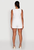 Womens Chain Link Detail Romper, White,