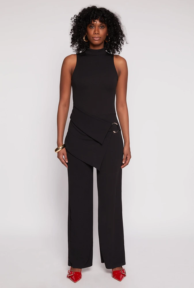 Womens Asymmetrical O Ring Waist Detail Jumpsuit,